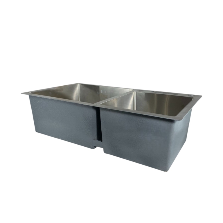 EVIER DOUBLE 80x45 HANDMADE INOX NOIR ROXY