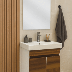 MEUBLE PVC STYLE 65x38 BLANC MARRON SANS MIROIR