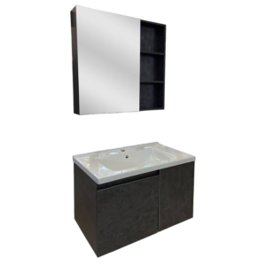 MEUBLE PVC D 80 GRIS FONCE MIROIR PHARMACIE SANILI