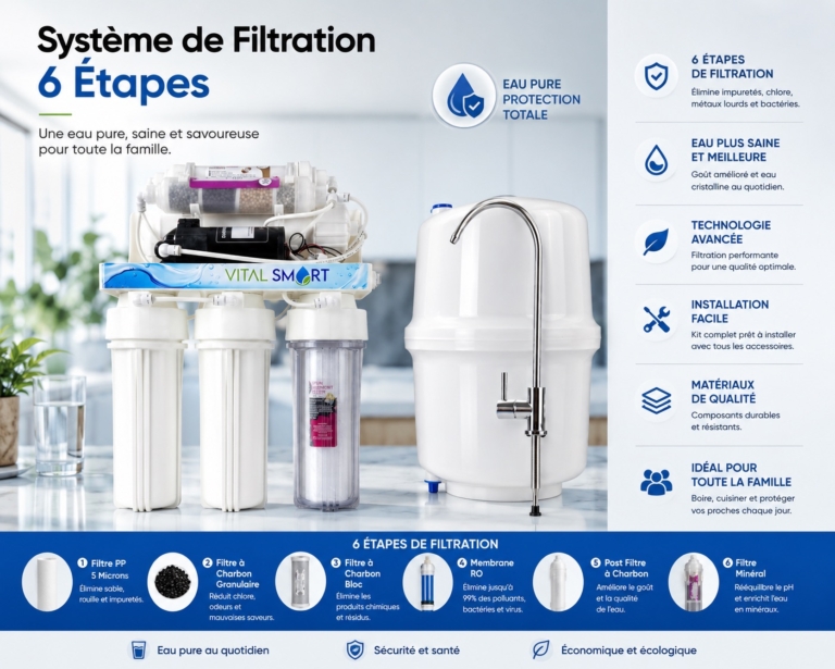 FILTRE A EAU SYSTEME 6 ETAPES VITAL SMART