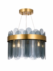 SUSPENSION LED AKIRA 6L G9 GRISE/DORE 40CM MARKO