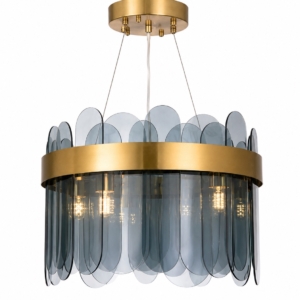 SUSPENSION LED AKIRA 6L G9 GRISE/DORE 40CM MARKO